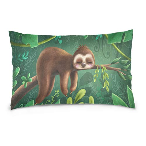 Linomo Kissenbezug 40x60 cm, Tropical Jungle Animal Cute Sloth Dekorative Kissenbezug Kissenhülle für Couch Sofa Bett Hause von Linomo