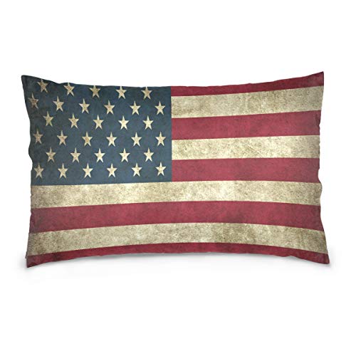 Linomo Kissenbezug 40x60 cm, Vintage USA American Flag Dekorative Kissenbezug Kissenhülle für Couch Sofa Bett Hause von Linomo