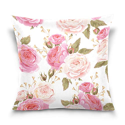 Linomo Kissenbezug 45x45 cm, Jahrgang Blumen Blume Rose Dekorative Kissenbezug Kissenhülle für Couch Sofa Bett Hause von Linomo