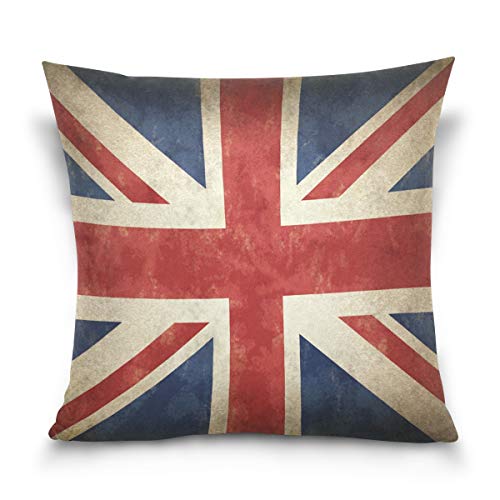 Linomo Kissenbezug 45x45 cm, Jahrgang UK Flagge Union Jack Englisch England Dekorative Kissenbezug Kissenhülle für Couch Sofa Bett Hause von Linomo