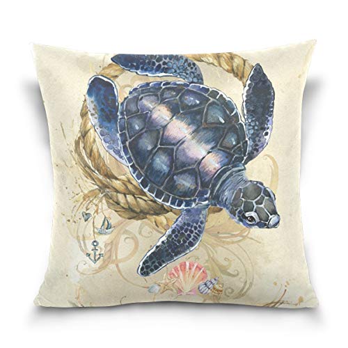 Linomo Kissenbezug 45x45 cm, Meer Schildkröte Dekorative Kissenbezug Kissenhülle für Couch Sofa Bett Hause von Linomo
