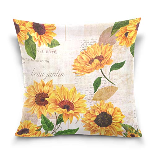 Linomo Kissenbezug 50x50 cm, Blumen Blume Sonnenblume Dekorative Kissenbezug Kissenhülle für Couch Sofa Bett Hause von Linomo