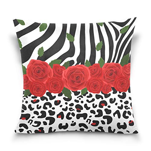 Linomo Kissenbezug 50x50 cm, Leopard Zebra Druck Rose Dekorative Kissenbezug Kissenhülle für Couch Sofa Bett Hause von Linomo