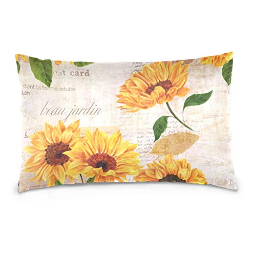 Linomo Kissenbezug 50x65 cm, Blumen Blume Sonnenblume Dekorative Kissenbezug Kissenhülle für Couch Sofa Bett Hause von Linomo