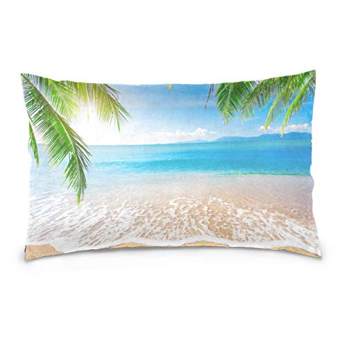 Linomo Kissenbezug 50x75 cm, Tropisch Sommer Strand Dekorative Kissenbezug Kissenhülle für Couch Sofa Bett Hause von Linomo