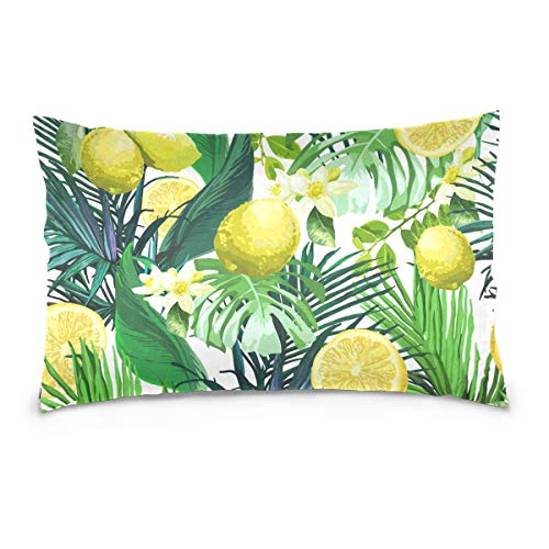 Linomo Kissenbezug 50x90 cm, Tropisch Palme Blätter Zitrone Dekorative Kissenbezug Kissenhülle für Couch Sofa Bett Hause von Linomo