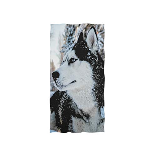 linomo Handtuch Tier Sibirischer Husky Handtuch Baumwolle Gesicht Towel Dish Geschirrtuch für Kinder Mädchen Jungen von Linomo