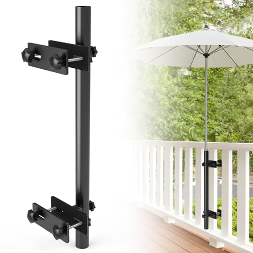 Linone Terrassenschirm-Halter für Deckgeländer, verstellbare Schirmhalterung für den Außenbereich, Befestigung an Geländern, maximiert den Platz auf der Terrasse von Linone