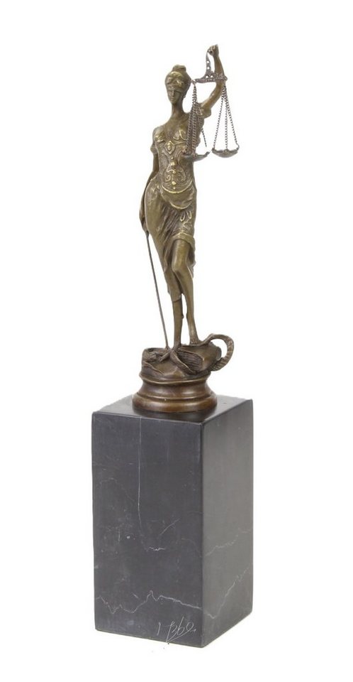 Linoows Dekoobjekt Bronzefigur, Bronze Skulptur Göttin Justitia 32 cm, Skulptur Justizia Göttin der Gerechtigkeit von Linoows
