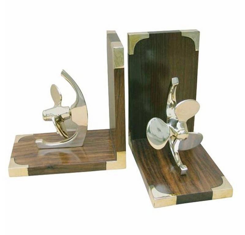 Linoows Dekoobjekt Buchstützen Paar mit Schiffsschraube, Buchhalter (1), Paar Marine Buchhalter, maritime Bookends von Linoows