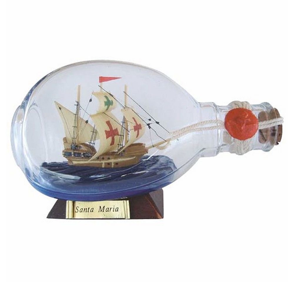Linoows Dekoobjekt Buddelschiff "Santa Maria" in einer Dimple Flasche (1x), "Santa Maria", Segelschiff in der Schnaps Flasche 15 cm von Linoows