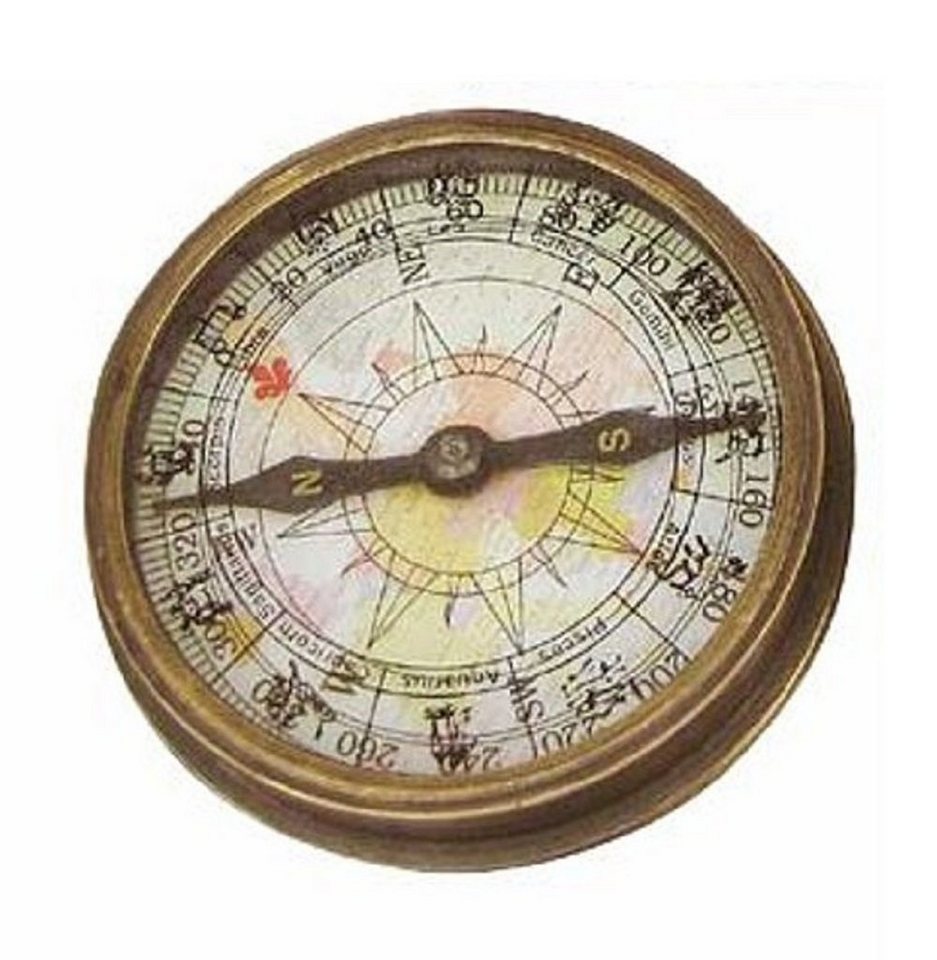 Linoows Dekoobjekt Dosenkompass, Marine Kompass mit Deckel Gravuren, Reproduktion von Linoows