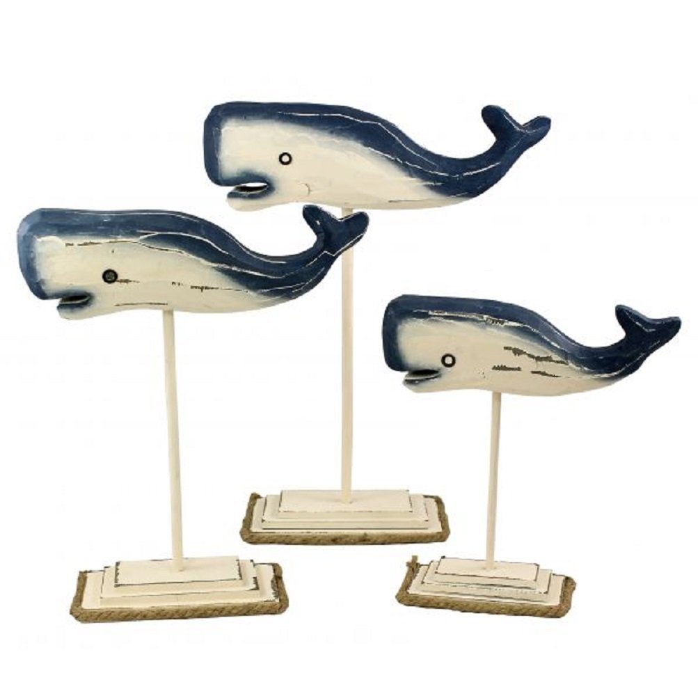 Linoows Dekoobjekt Figurengruppe Pottwale, maritime Deko Figuren Wale, maritime handbemalte Holzfiguren Pottwale von Linoows