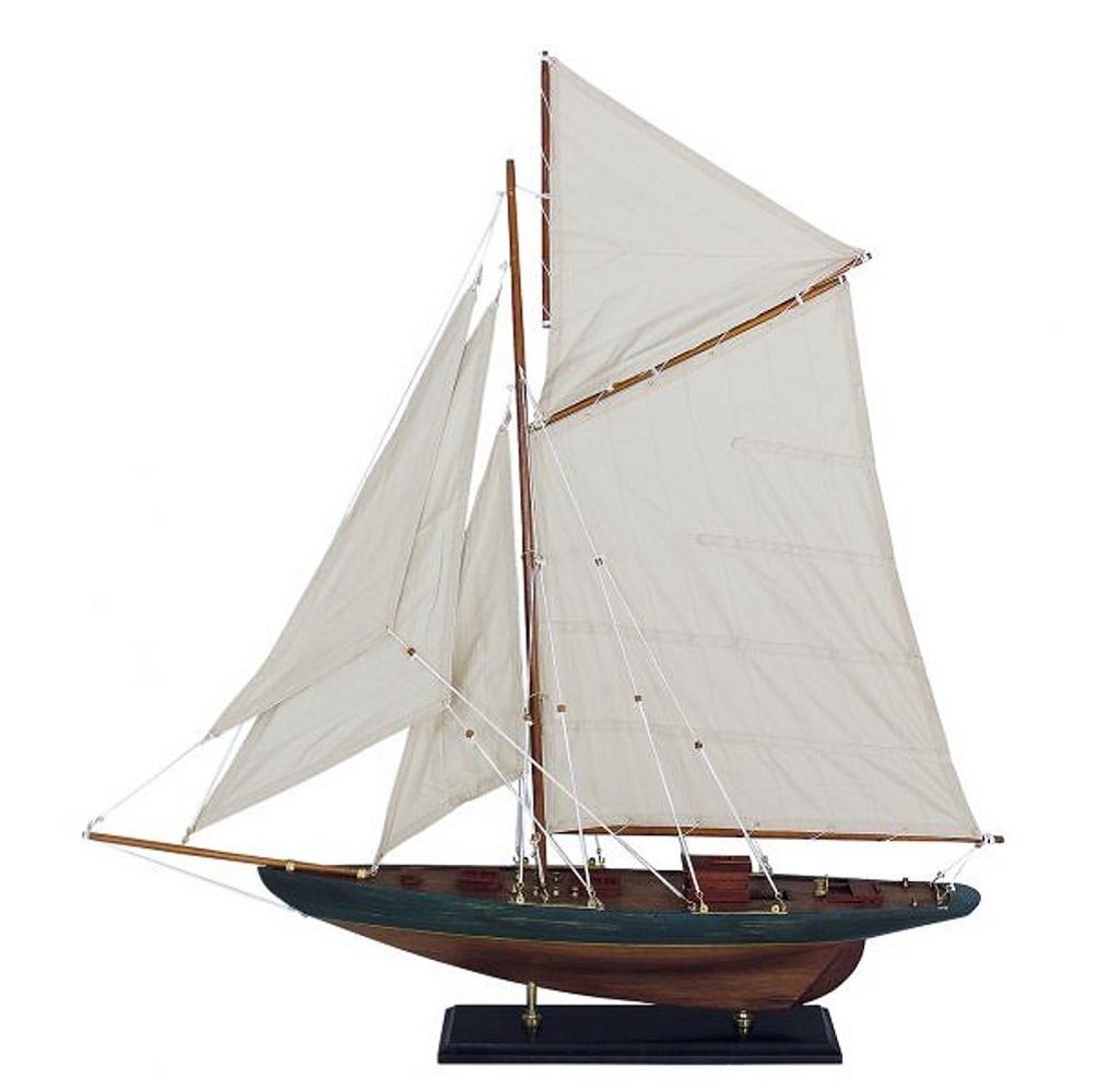 Linoows Dekoobjekt Gaffel Yacht, Segelschiff, Modell Segelyacht, Modellschiff einer Yacht aus gealtertem Material von Linoows