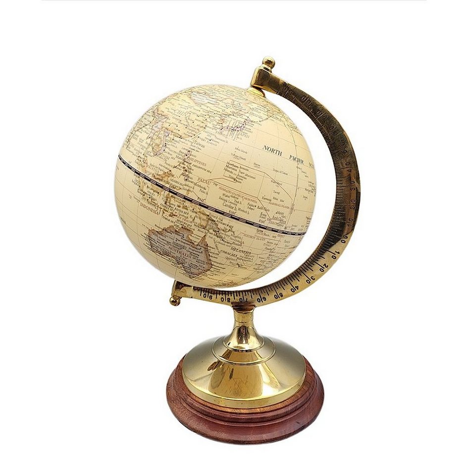 Linoows Dekoobjekt Globus, Erdglobus, historischer Tischglobus 23 cm, historischer Globus mit Messingstand von Linoows