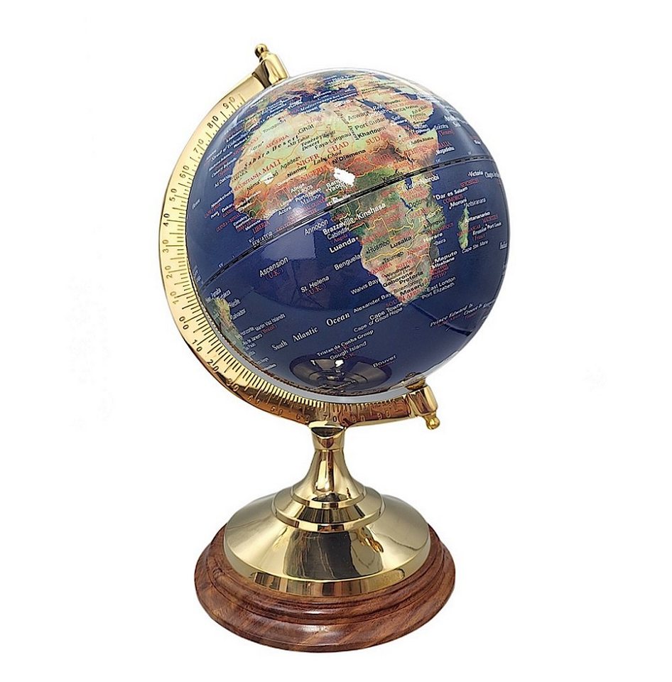Linoows Dekoobjekt Globus, Erdglobus, physischer Tischglobus 34 cm, physischer Globus mit Messingstand auf einem Edelholz Sockel von Linoows
