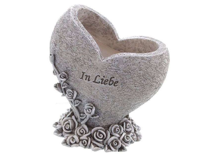 Linoows Dekoobjekt Grabdeko Grabschmuck Pflanzgefäß Herz `In Liebe` (Packung), wetterfester Pflanztopf mit Aufschrift von Linoows