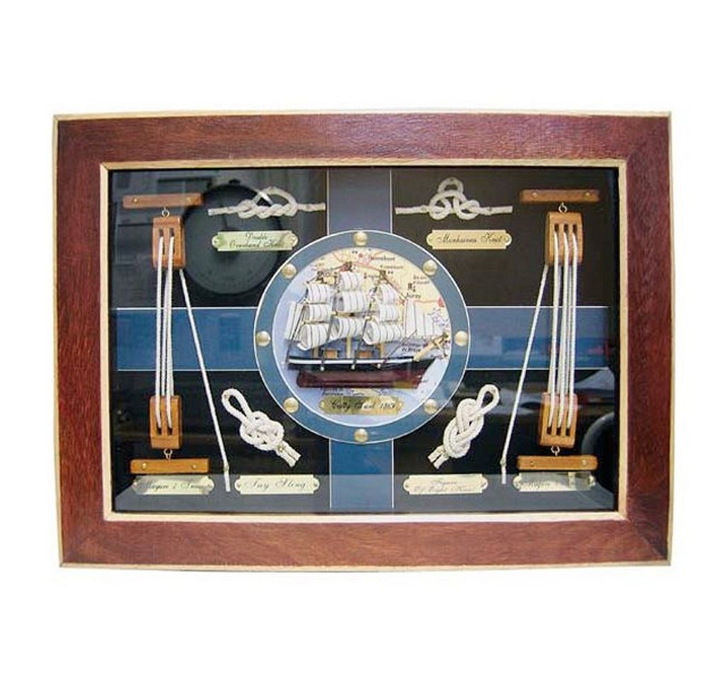 Linoows Dekoobjekt Knotentafel hinter Glas, Knotenbild im Rahmen, Segelschiff, detailgetreue Dekoration von Linoows