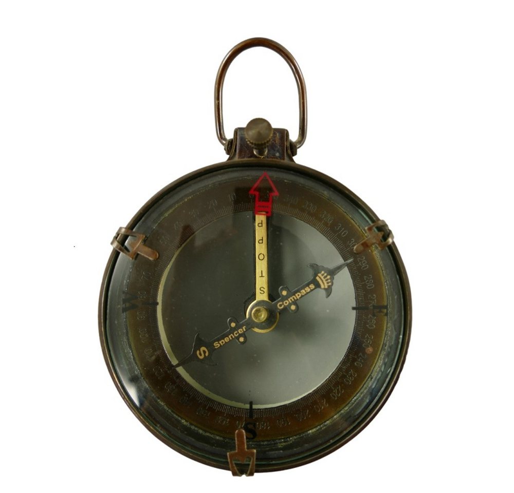 Linoows Dekoobjekt Kompass Kartentisch Kompass maritimer Tischkompass (Set), nostalgischer Magnetkompass aus Altmessing Ø 8 cm von Linoows