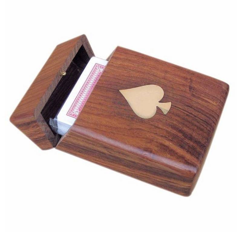 Linoows Dekoobjekt Maritime Kartenbox mit Klappdeckel aus edlem Holz (Set), Holzbox, Kartenetui mit Messingintarsien von Linoows