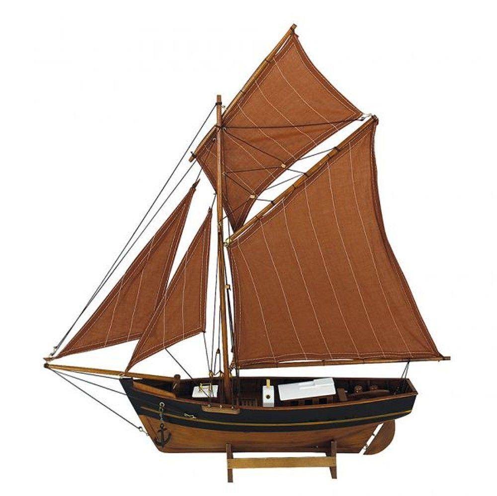Linoows Dekoobjekt Segel Fischer, Ostsee Kutter, Fischereiboot 60 cm, Modellboot mit Gaffel und Toppsegel von Linoows