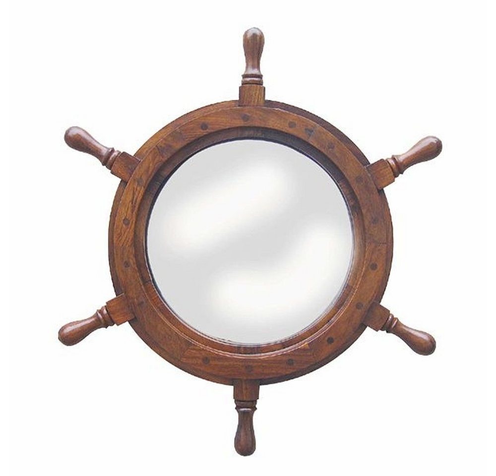 Linoows Dekoobjekt Steuerrad Spiegel, Maritimer Spiegel als Steuerrad, Hand gefertigter maritimer Wandspiegel von Linoows
