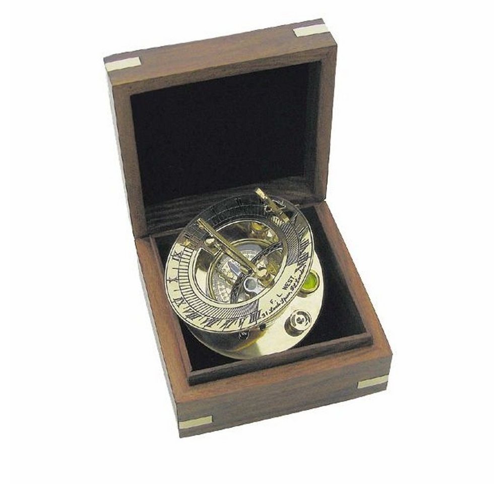 Linoows Dekoobjekt Sundial Kompass, Magnetkompass, Tischkompass & Holzbox, Reproduktion von Linoows