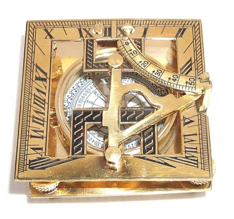 Linoows Dekoobjekt Sundial Kompass, Sonnenuhr-Magnetkompass, Tischkompass & Box (Set), Reproduktion von Linoows