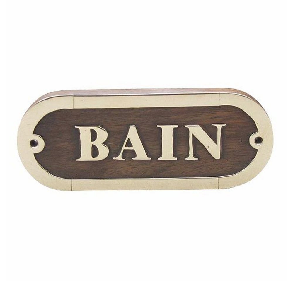 Linoows Dekoobjekt Türschild Bain", Kabinen, Holz Kajüten Schild, maritimes Schild "Bain" aus edlem Holz und Messing" von Linoows