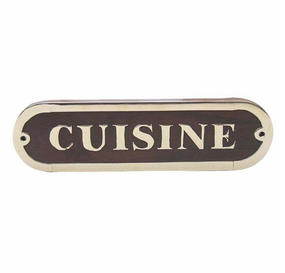 Linoows Dekoobjekt Türschild Cuisine", Kabinen, Holz Kajüten Schild, maritimes Schild "Cuisine" aus edlem Holz und Messing" von Linoows