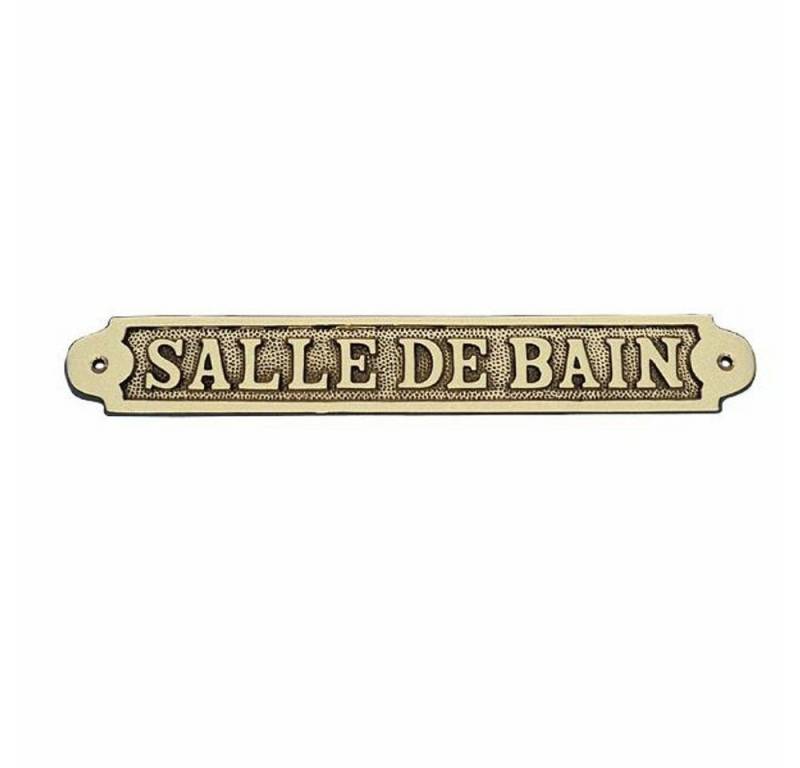 Linoows Dekoobjekt Türschild "Salle de Bain" Kabinen Kajüten Schild (kein Set), maritimes Tür Schild "Salle de Bain" aus massivem Messing von Linoows