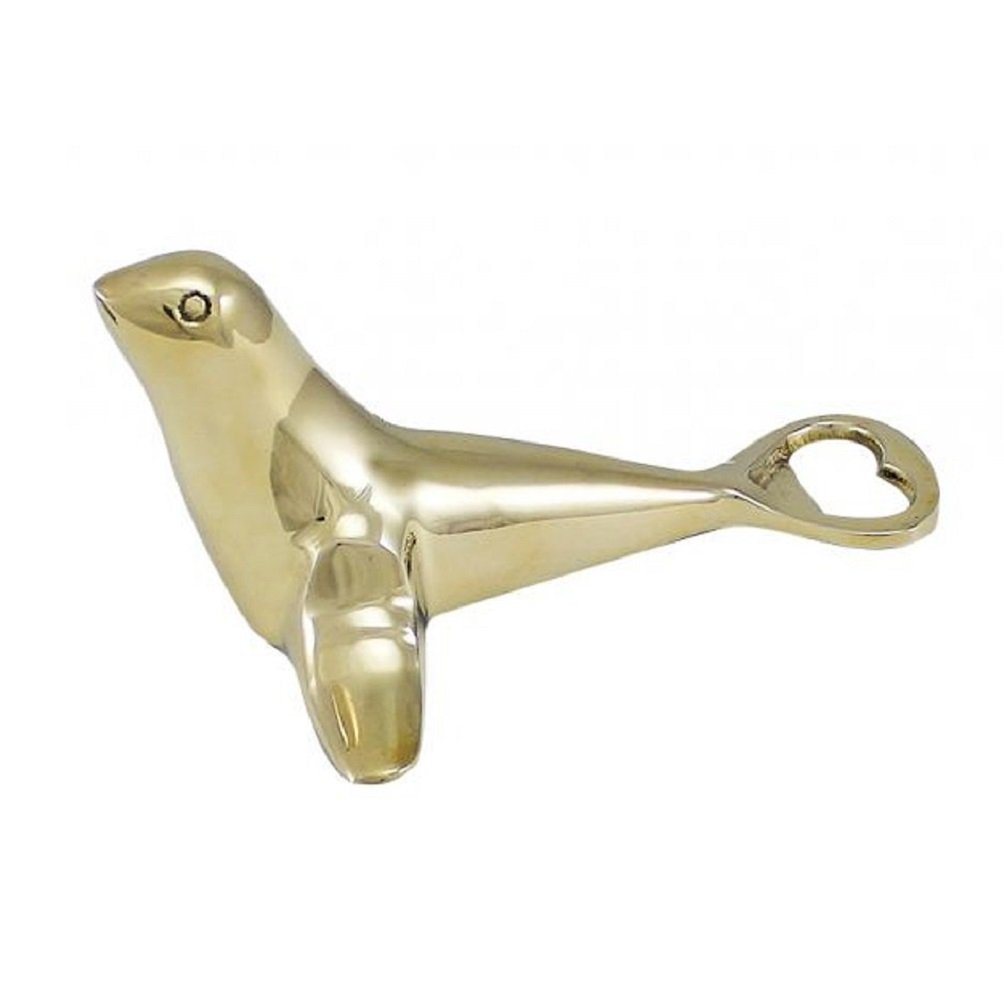 Linoows Flaschenöffner Flaschenöffner, Kapselheber Seehund, Messing Robbe (1x), Bierpullen Öffner in Form Robbe 14 cm. von Linoows