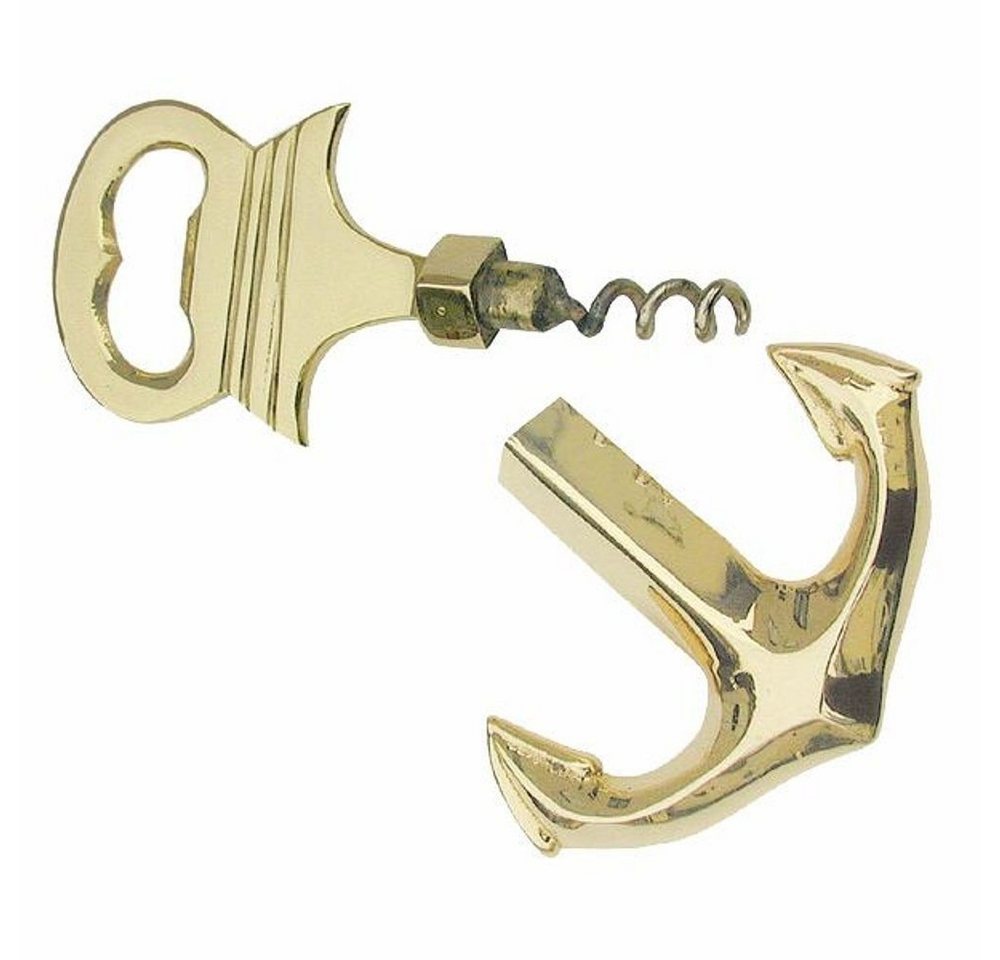 Linoows Flaschenöffner Maritimer Flaschenöffner 6 Korkenzieher Barbesteck (1x), Barbesteck aus poliertem Messing in Form eines Anker 15 cm von Linoows