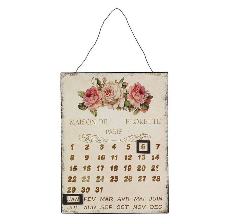 Linoows Metallschild Magnetkalender mit Rosen Blechschild Rosenkalender, Kalender, Dauerkalender mit Magneten 33x25 cm. von Linoows