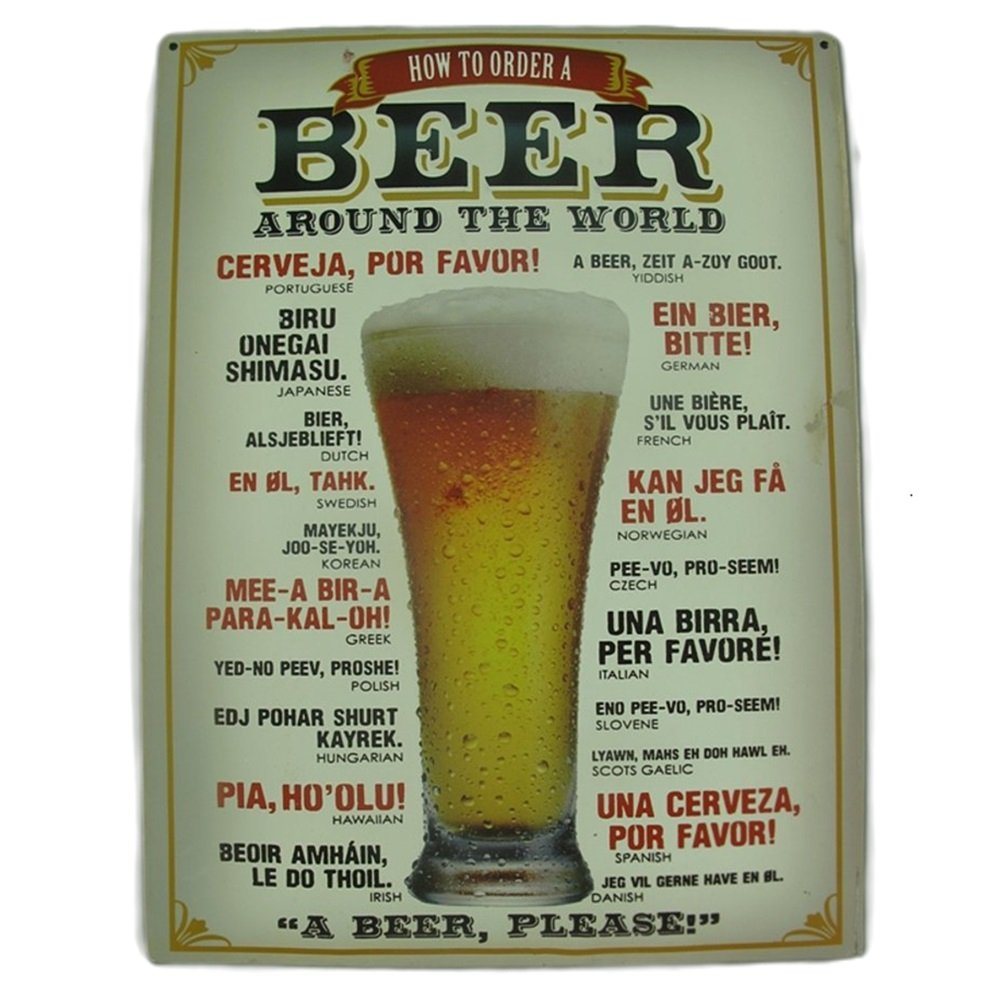 Linoows Metallschild Blechschild, Reklameschild, Wandschild, Schild, Beer Around The World, Schild 30x30 cm von Linoows