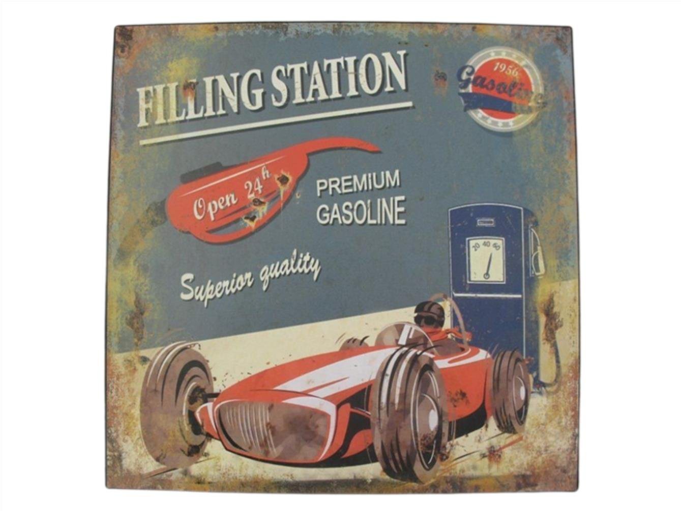 Linoows Metallschild Blechschild, Reklameschild, Wandschild, Schild, Filling Station Premium Gasoline 30x30 cm von Linoows