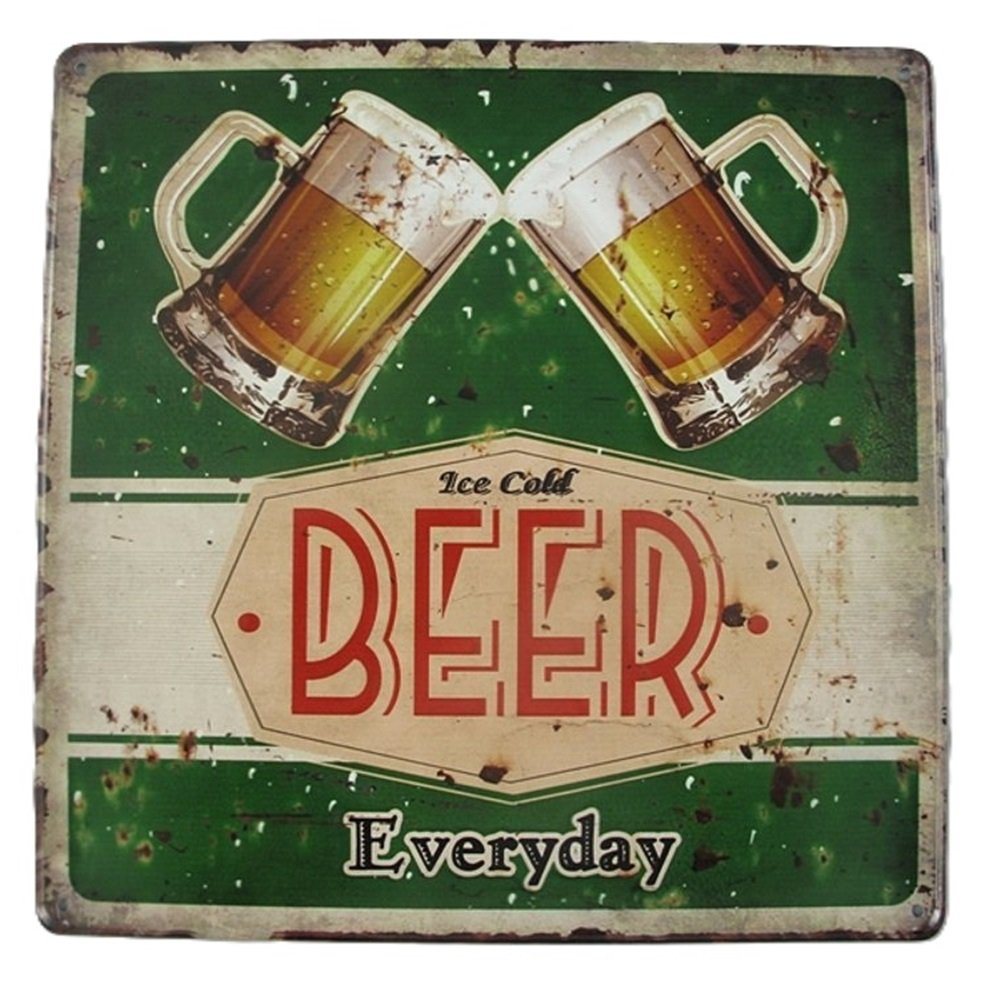 Linoows Metallschild Blechschild, Reklameschild, Wandschild, Schild, Ice Cold Beer Everyday, Schild 30x30 cm von Linoows