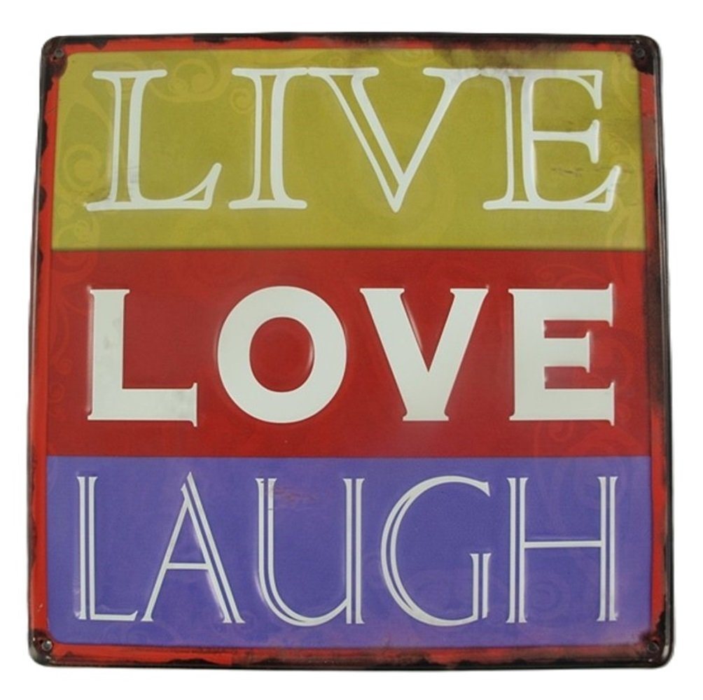 Linoows Metallschild Blechschild, Reklameschild, Wandschild, Schild, Live Love Laugh, Kneipen Schild 30x30 cm von Linoows
