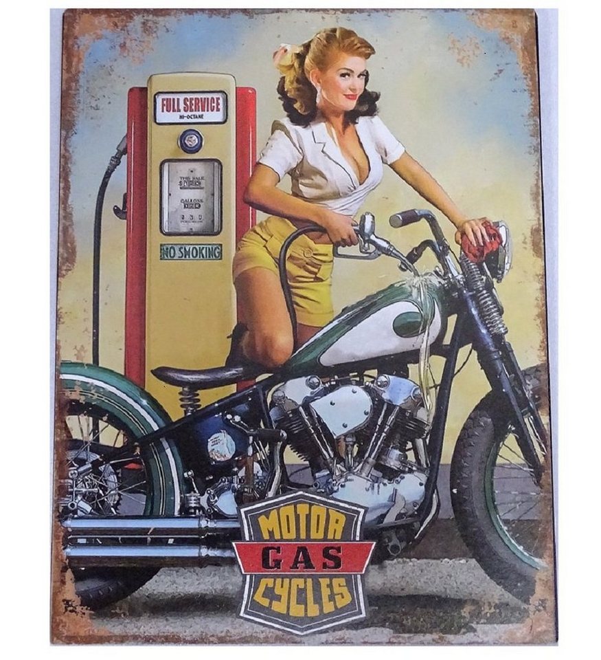 Linoows Metallschild Blechschild, Reklameschild, Wandschild 33x25 cm., Motor Gas Cycles und Pin Up Girl Linoows Metallschild Blechschild, Reklameschild, Wandschild 33x25 cm., Motor Gas Cycles und Pin Up Girl von Linoows