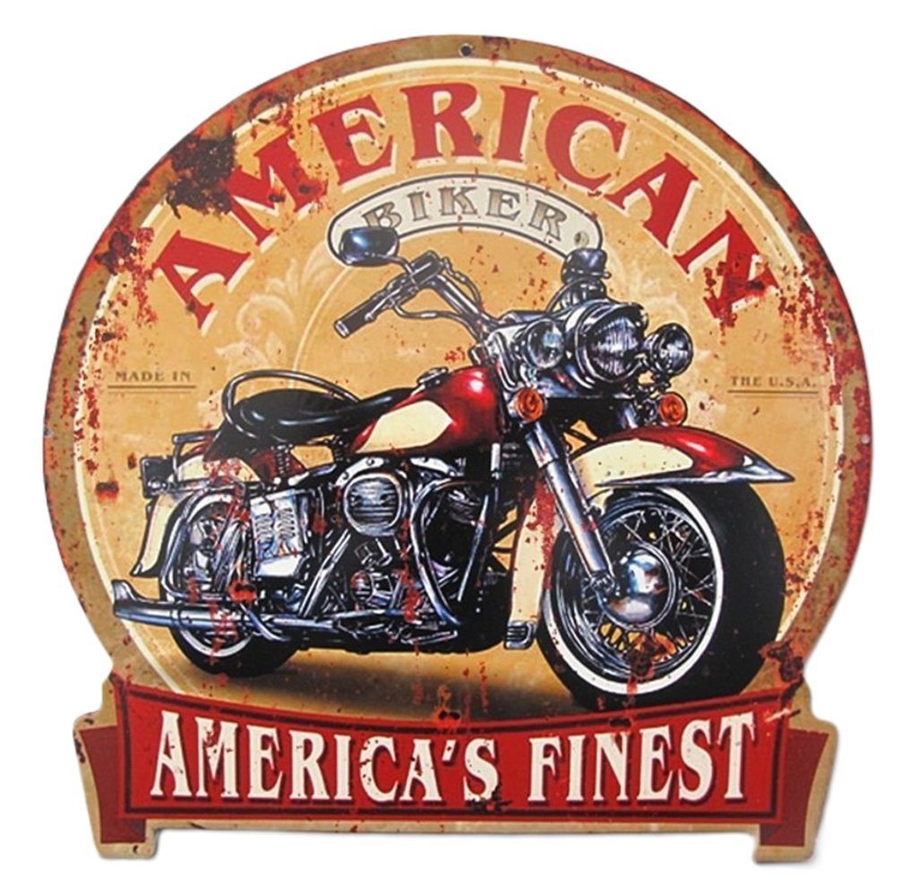Linoows Metallschild Blechschild, Reklameschild America`s Finest Biker, Motorrad Wandschild 30x28 cm von Linoows