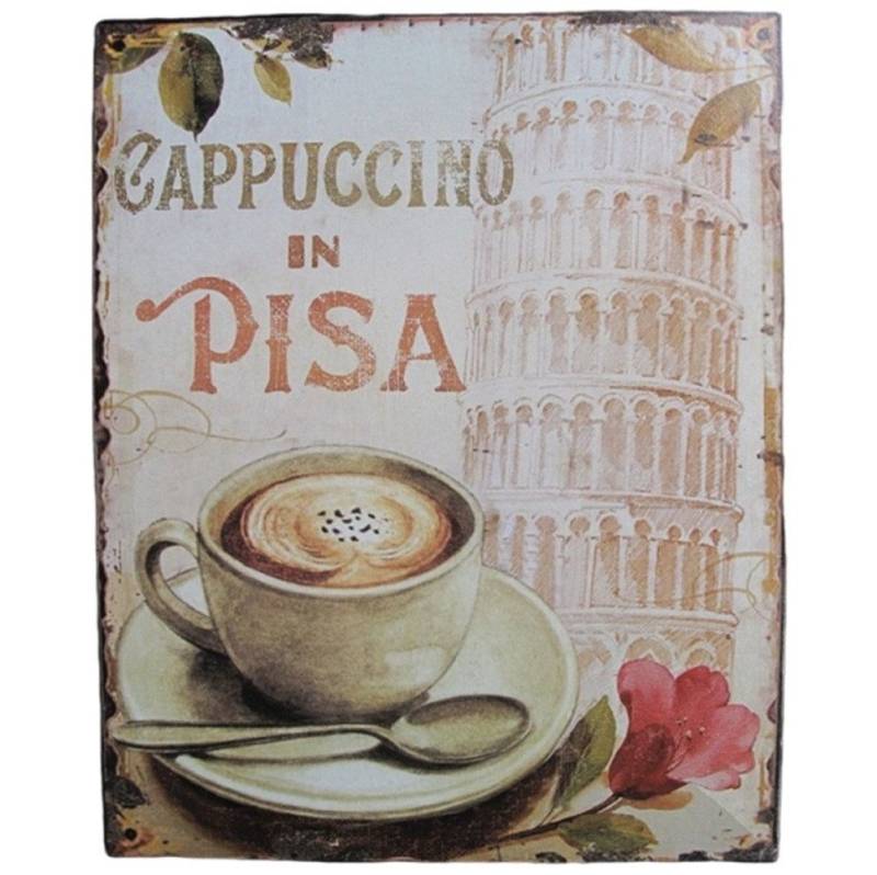 Linoows Metallschild Blechschild, Reklameschild Cappuccino in Pisa, Kneipen Wandschild Schild 25x20 cm Linoows Metallschild Blechschild, Reklameschild Cappuccino in Pisa, Kneipen Wandschild Schild 25x20 cm von Linoows