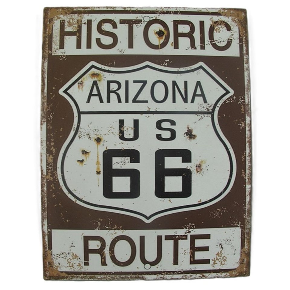 Linoows Metallschild Blechschild, Reklameschild Historic Arizona Route, Nostalgie Straßenschild von Linoows