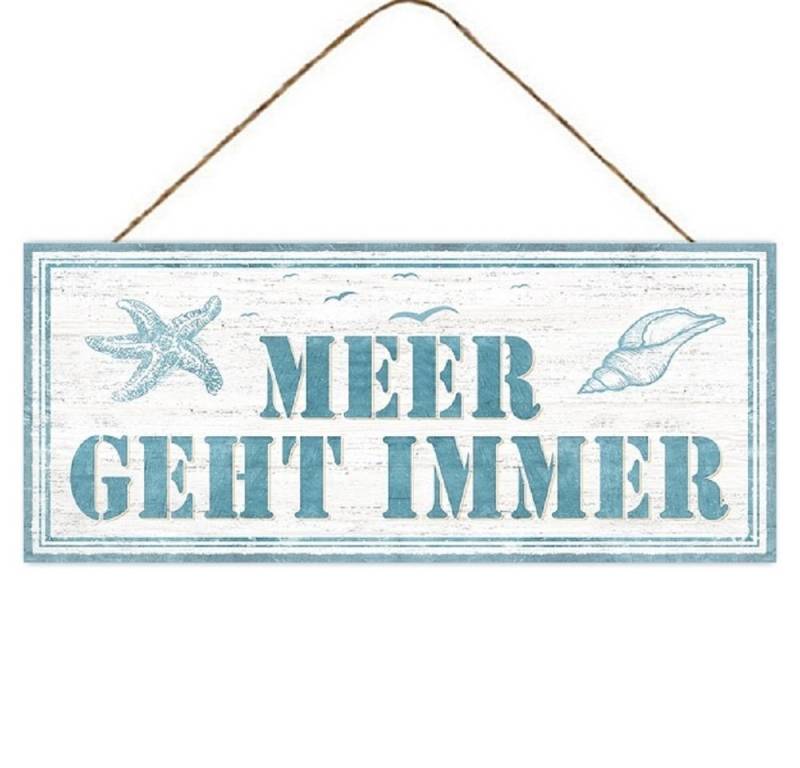 Linoows Metallschild Blechschild, Schild "Meer geht immer" Wandschild, lustiges maritimes Wandschild aus Blech 13x31 cm von Linoows