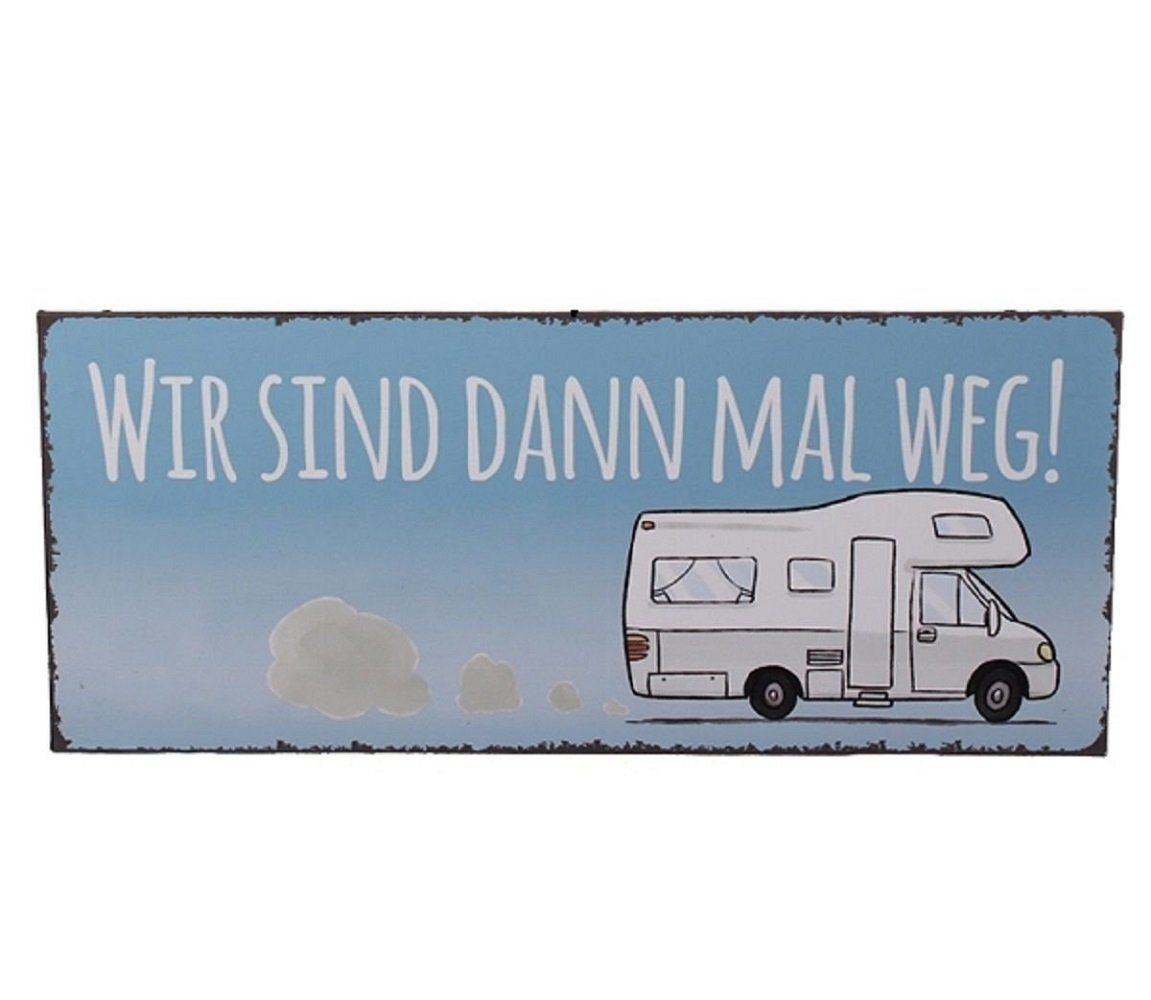 Linoows Metallschild Blechschild, Wandschild Wir sind dann mal weg, Dekoschild, Camper Schild 13x31 cm von Linoows