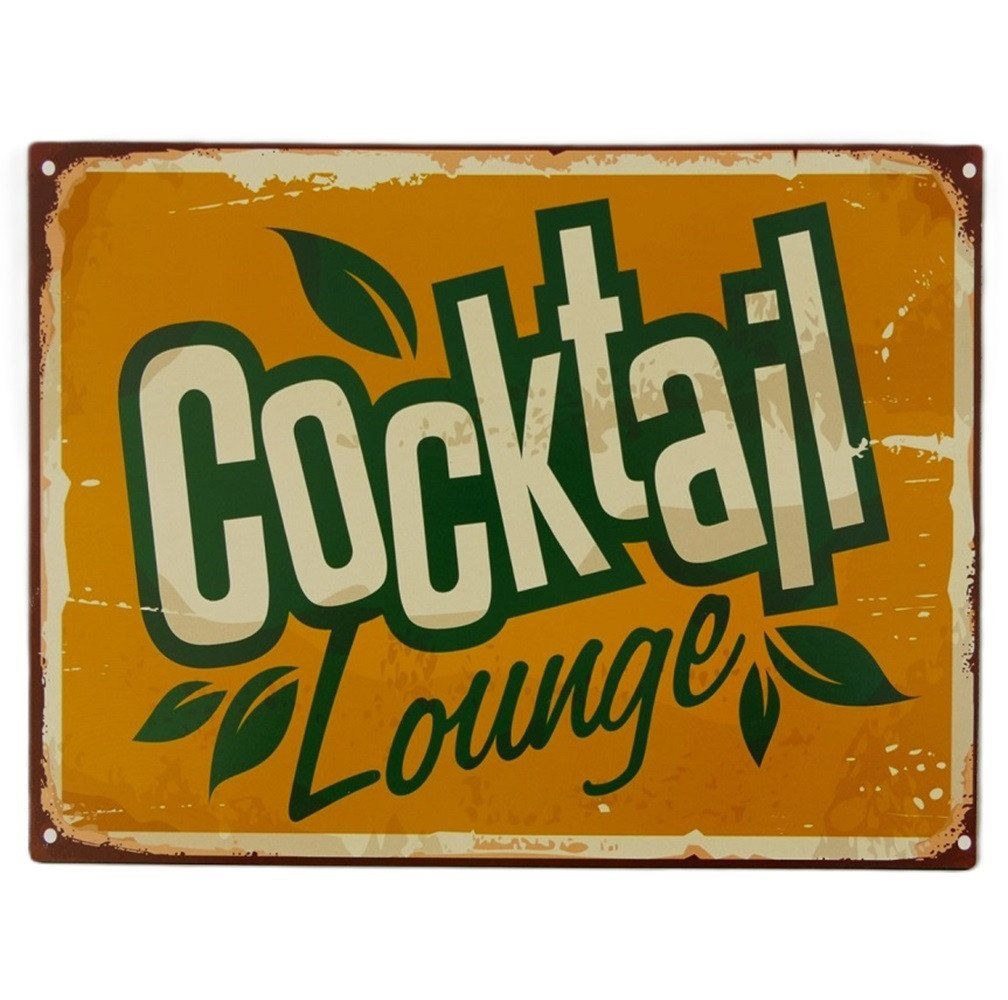 Linoows Metallschild Blechschild Reklameschild Cocktail Lounge 25x33 cm, historisches Kneipen Wandschild 25x33 cm von Linoows