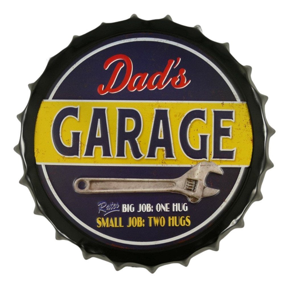 Linoows Metallschild Blechschild Reklameschild Schild wie Kronkorken, Dad`s Garage Werkstatt Wandschild Schild Ø 35 cm Linoows Metallschild Blechschild Reklameschild Schild wie Kronkorken, Dad`s Garage Werkstatt Wandschild Schild Ø 35 cm von Linoows