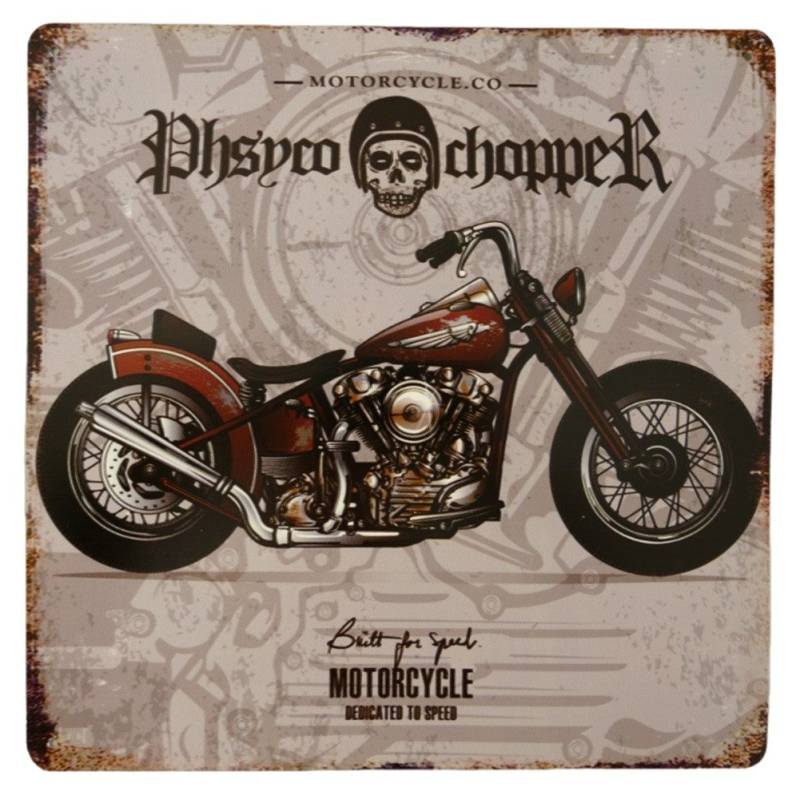 Linoows Metallschild Blechschild Wandschild Motorcycle Phsyco Chopper, Nostalgie Blechschild Motorrad Schild 30x30 cm Linoows Metallschild Blechschild Wandschild Motorcycle Phsyco Chopper, Nostalgie Blechschild Motorrad Schild 30x30 cm von Linoows