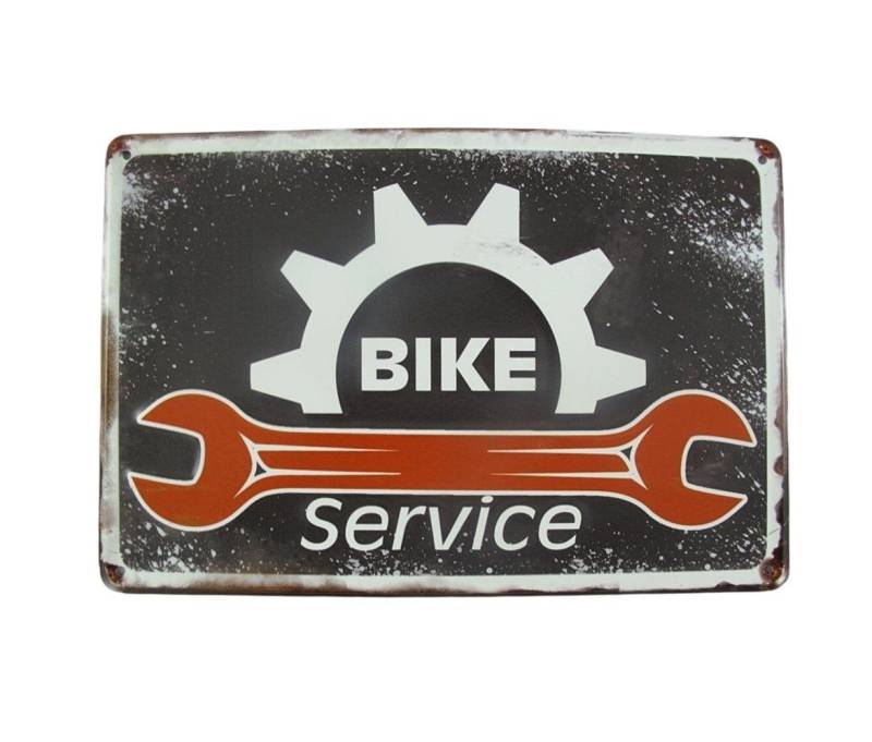 Linoows Metallschild Blechschild Wandschild Reklameschild Bike Service, Motorrad Schild aus bedruchtem Blech 20x30 cm von Linoows