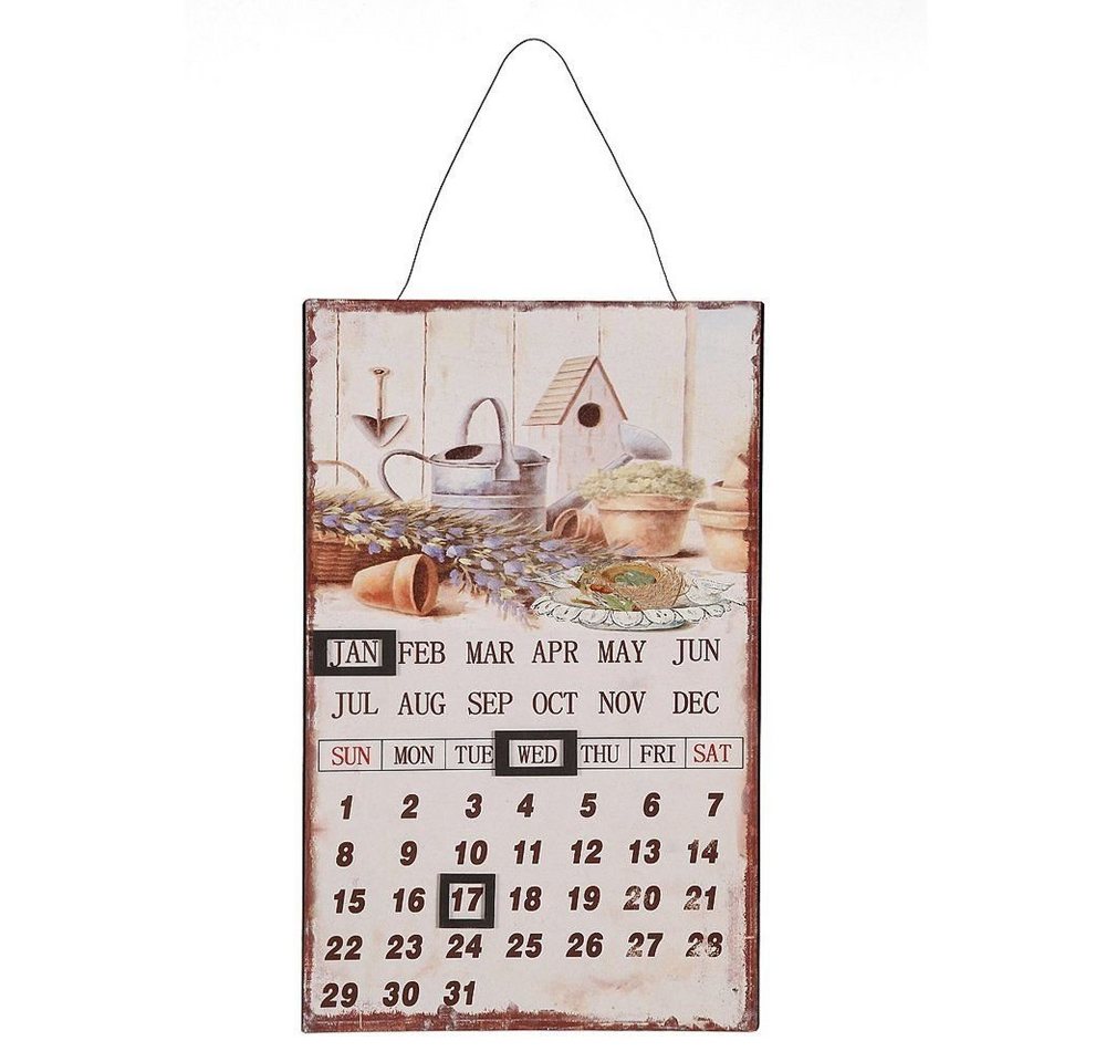 Linoows Metallschild Magnetkalender mit Gartenmotiven, Blechschild, Kalender, Dauerkalender mit Magneten 33x25 cm. von Linoows