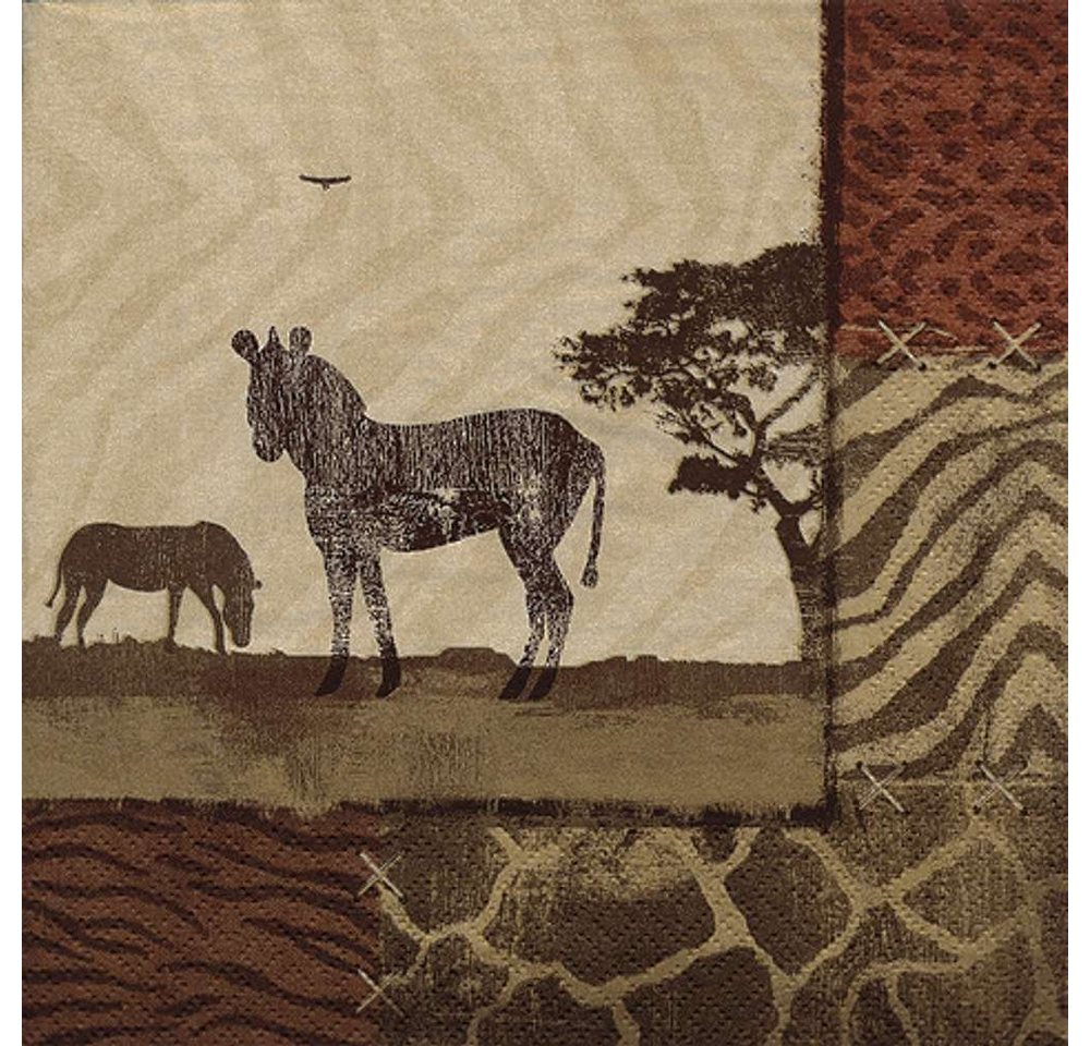 Linoows Papierserviette 20 Servietten Afrika, Zebra, Zebra´s in Savanne, (Packung), Motiv Afrika, Zebra, Zebra´s in Savanne von Linoows